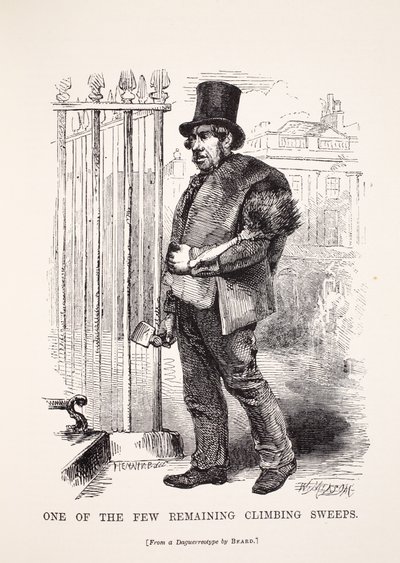 واحدة من المداخن القليلة المتبقية في المداخن ، من daguerreotype بقلم ريتشارد بيرد ، التوضيح من London Labour و London Poor بواسطة Henry Mayhew ، حانة. 1862 بواسطة مدرسة اللغة الإنجليزية