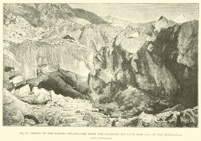 أصل الغانج (Bhagirathi) من كهف جانجوتري الجليدي (10،300 قدم) ، في جبال الهيمالايا بواسطة مدرسة اللغة الإنجليزية