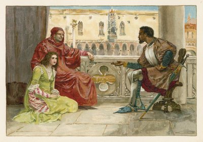 عطيل يتحدث إلى Desdemona ووالدها بواسطة مدرسة اللغة الإنجليزية