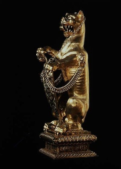 أوقية على شكل النمر مع رأس قابل للإزالة ، لندن ، 1600-01 (مذهب فضي) بواسطة مدرسة اللغة الإنجليزية