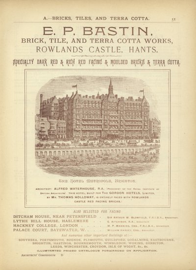 صفحة من ملخص المهندسين المعماريين والمساحين والمهندسين 1892 بواسطة English School