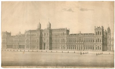 قصر وايتهول. تم النشر عام 1748 بواسطة مدرسة اللغة الإنجليزية