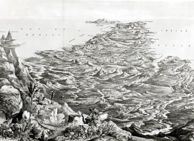 منظر بانورامي للهند من جبال الهيمالايا ، صممه T. Packer ، 1857 بواسطة مدرسة اللغة الإنجليزية