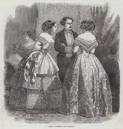 Paris Fashions for March (engraving) بواسطة مدرسة اللغة الإنجليزية