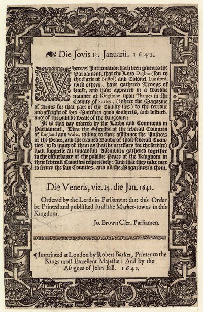 الأمر البرلماني ، 14 يناير 1641 بواسطة مدرسة اللغة الإنجليزية