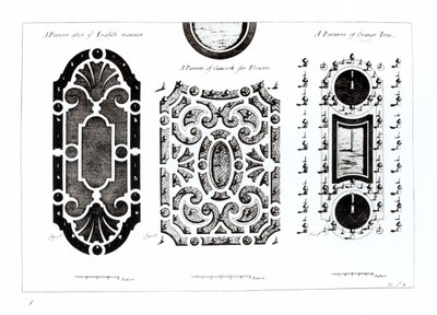 تصميمات بارتيري ، من نظرية وممارسة البستنة ، بقلم أنطوان جوزيف ديزالييه دارجانفيل (1680-1765) ، تم نشرها عام 1709 بواسطة مدرسة اللغة الإنجليزية