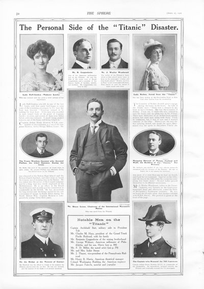 الركاب على RMS Titanic ، صور ومعلومات عن أشخاص بارزين مرتبطين بـ Titanic ، من المجال ، 27 أبريل 1912 بواسطة مدرسة اللغة الإنجليزية