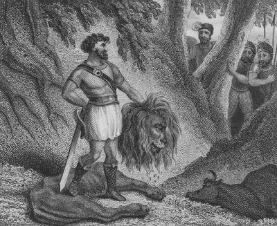 يثبت Pepin the Short ، ملك الفرنجة ، أن مكانته لا تشكل عائقًا لقدرته على الحكم بقتل أسد بواسطة مدرسة اللغة الإنجليزية