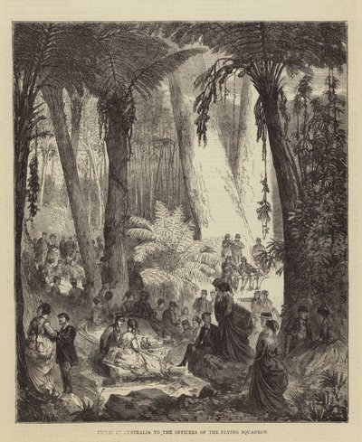 Picnic in Australia to the Officers of the Flying Squadron (engraving) بواسطة مدرسة اللغة الإنجليزية