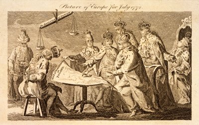 صورة لأوروبا لشهر يوليو 1772 ، حوالي 1772 (نقش) بواسطة مدرسة اللغة الإنجليزية