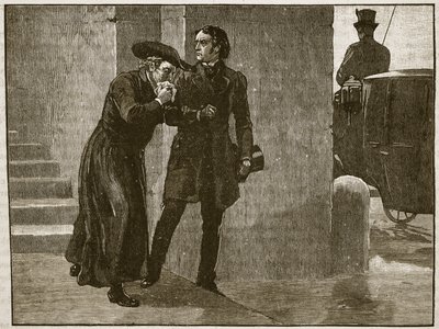 بيوس التاسع يستقيل من الفاتيكان متخفياً ، 1848 ، رسم توضيحي من تاريخ كاسيلس المصور لإنجلترا بواسطة مدرسة اللغة الإنجليزية