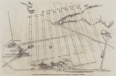 Plan and Arrangements of the Rifle-Shooting Contest at Wimbledon Common (engraving) بواسطة مدرسة اللغة الإنجليزية