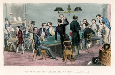 العب في نادي كروكفوردز ، 1843 ؛ الكونت DOrsey استدعاء الرئيسي بواسطة مدرسة اللغة الإنجليزية