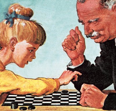 لعب المسودات أو لعبة الداما بواسطة مدرسة اللغة الإنجليزية