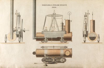 محرك بخاري محمول ، صممه Maudsley ، Sons & Field ، 1828 (قلم وحبر ومرحاض على ورق) بواسطة مدرسة اللغة الإنجليزية