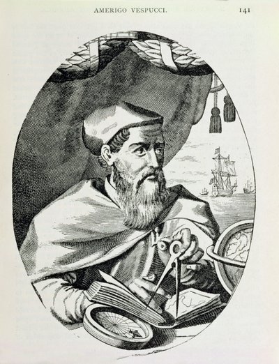 صورة لأميريغو فيسبوتشي (1454-1512) من "السرد والتاريخ النقدي لأمريكا" ، حرره جاستن وينسور ، لندن ، 1886 بواسطة مدرسة اللغة الإنجليزية