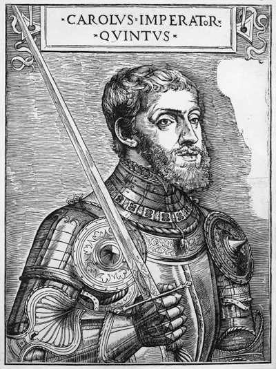 صورة تشارلز الخامس (1500-58) ، الإمبراطور الروماني المقدس بواسطة مدرسة اللغة الإنجليزية