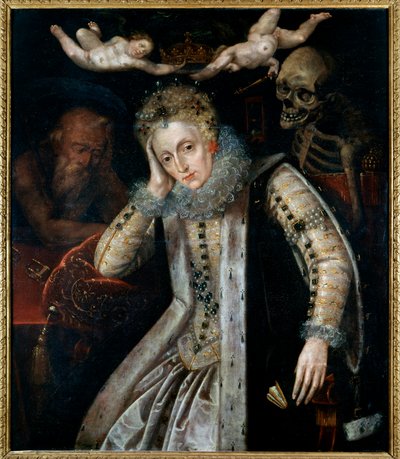 صورة إليزابيث إيري ، ملكة إنجلترا (1533 - 1603) ، قرب نهاية حياتها. رسم المدرسة الإنجليزية بواسطة مدرسة اللغة الإنجليزية