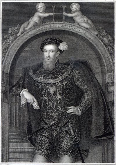صورة لهنري هوارد (1517-47) إيرل ساري ، من "صور بريتيش لودج" ، 1823 بواسطة مدرسة اللغة الإنجليزية