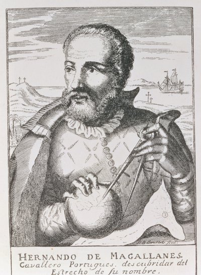 صورة لهيرناندو دي ماغالانيس (c.1480-1521) من "السرد والتاريخ النقدي لأمريكا" ، حرره جوسين وينسور ، لندن ، 1886 بواسطة مدرسة اللغة الإنجليزية