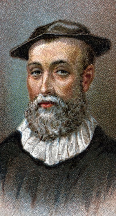 صورة لجون نوكس (1514-1572). كاهن اسكتلندي ، زعيم الإصلاح البروتستانتي في اسكتلندا - من سلسلة "" قادة الرجال "- الطباعة الحجرية الملونة - المدرسة الإنجليزية ، القرن العشرين - بواسطة مدرسة اللغة الإنجليزية