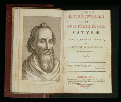 صورة لجوفينال من "هجاء جوفينال وأوليوس فلاكوس" ، 1763 (النقش) بواسطة مدرسة اللغة الإنجليزية