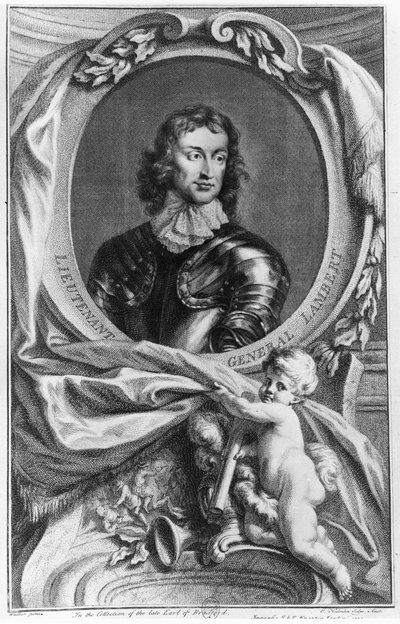 صورة اللفتنانت جنرال جون لامبرت (1619-83) منقوشة بواسطة جاكوبس هوبراكن (1698-1780) بواسطة مدرسة اللغة الإنجليزية