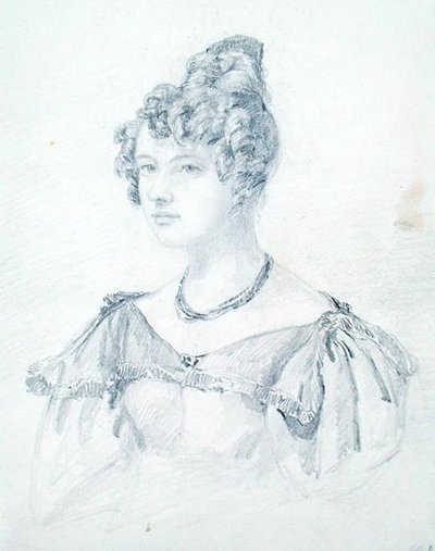 "Portrait of MAR by GB" ، من سجل قصاصات مايكل فاراداي بواسطة مدرسة اللغة الإنجليزية