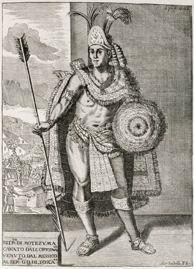 صورة لمونتيزوما 2 (1466-1520) من "السرد والتاريخ النقدي لأمريكا" ، حرره جاستن وينسور ، لندن ، 1886 بواسطة مدرسة اللغة الإنجليزية