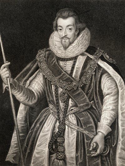 صورة لروبرت سيسيل ، إيرل ساليسبري الأول (1563-1612) ، من نزل بورتريتس البريطانية ، 1823 بواسطة مدرسة اللغة الإنجليزية