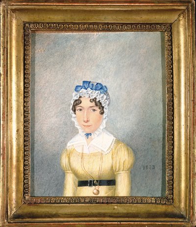 صورة لسيدة بقفل ذهبي ، 1823 (غواش ومرحاض على ورق) بواسطة مدرسة اللغة الإنجليزية