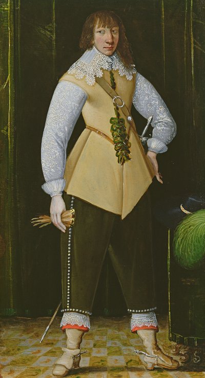 صورة ضابط الفرسان الملكيين ، c.1640 (زيت على النحاس) بواسطة English School