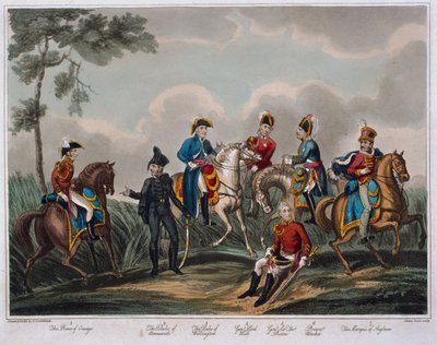 صور الضباط العامين ، من حساب تاريخي لمعركة واترلو ، نشرها م.كولبيرن ، 1817 (ألوان مائية) بواسطة مدرسة اللغة الإنجليزية