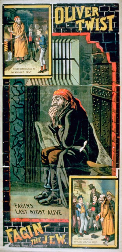 ملصق لفيلم "أوليفر تويست" (طباعة حجرية ملونة) بواسطة مدرسة اللغة الإنجليزية