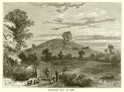 تل بريمروز عام 1780 بواسطة مدرسة اللغة الإنجليزية