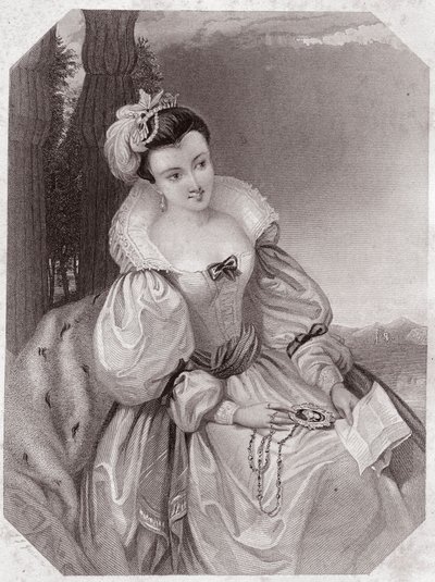 Princess of France (Love's Lost) in - "" Galerie des femmes de Shakespeare ، مجموعة من خمسة وأربعين صورة جادة للفنانين الأوائل في لندن ، غنية بالإشعارات النقدية والأدبية "" حوالي عام 1838 - من "" معرض النساء شكسبير ، بواسطة مدرسة اللغة الإنجليزية