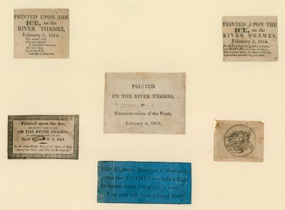 هدايا تذكارية مطبوعة من معرض الصقيع لعام 1814 بواسطة مدرسة اللغة الإنجليزية