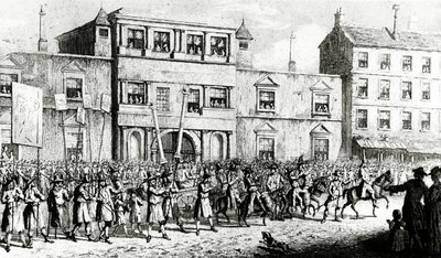 موكب 1741 في لندن يسخر من الماسونيين ، 1843 بواسطة مدرسة اللغة الإنجليزية