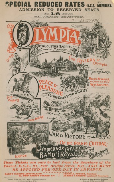 ملصق ترويجي لأولمبيا ، 28 مارس 1896 بواسطة English School