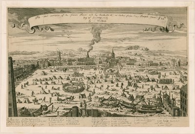 آفاق التايمز المجمدة ، المأخوذة من سلالم المعبد في 20 يناير 171516 بواسطة مدرسة اللغة الإنجليزية