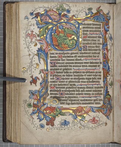 Psalter with Sarum use calendar, Fol 72 verso, c.1425-75 (ink, paint & gold on vellum) بواسطة مدرسة اللغة الإنجليزية