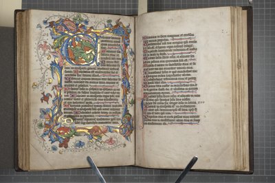 سفر المزامير مع تقويم استخدام ساروم ، ظهر الصفحة 72 من الصفحة اليسرى 73 ، حوالي 1425-75 (حبر وطلاء وذهب على ورق رقي) بواسطة مدرسة اللغة الإنجليزية