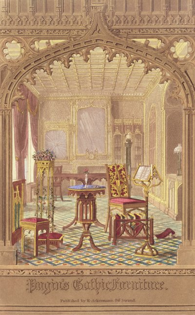 Pugins Gothic Furniture ، بقلم أوغسطس تشارلز بوجين (1762-1832) ، نشره R. Ackermann ، 1827 بواسطة مدرسة اللغة الإنجليزية