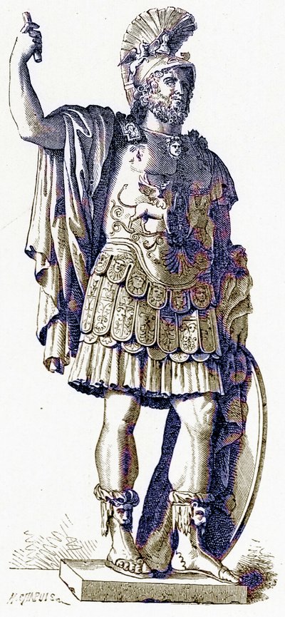 Pyrrhus ، iilustration from History of Rome بواسطة Victor Duruy ، نشر عام 1884 (صورة محسنة رقميًا) بواسطة مدرسة اللغة الإنجليزية
