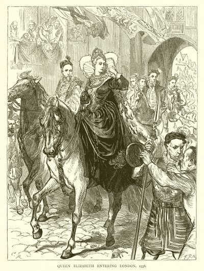 الملكة إليزابيث تدخل لندن ، 1558 بواسطة مدرسة اللغة الإنجليزية