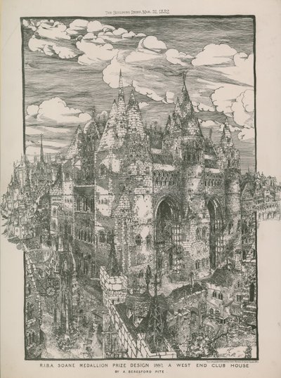 تصميم جائزة RIBA Soane Medallion لعام 1882 - بيت نادي West End من A Beresford Pite بواسطة مدرسة اللغة الإنجليزية