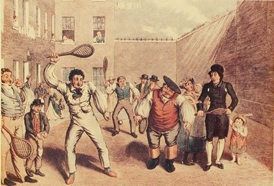 مضارب على مقعد الملك ، رسم توضيحي من "London Life" ، حانة. ج 1807 (ليثو) بواسطة مدرسة اللغة الإنجليزية