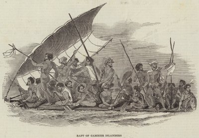 Raft of Gambier Islanders (engraving) بواسطة مدرسة اللغة الإنجليزية