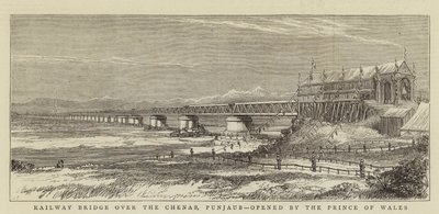 Railway Bridge over the Chenab, Punjaub, opened by the Prince of Wales (engraving) بواسطة مدرسة اللغة الإنجليزية