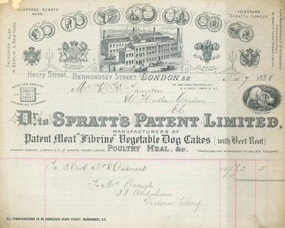 إيصال للدكتور Spratts Patent Limited بواسطة مدرسة اللغة الإنجليزية